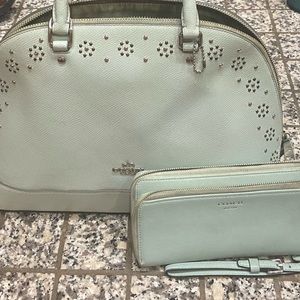 Very Much Preloved Coach Mint Green Satchel with Wallet